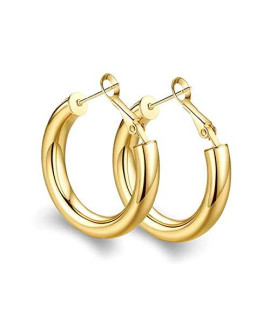 Thick Gold Hoop Earrings Lightweight Howllow Tube Hoops Chunky Gold For Women Hypoallergenic Big Earring 25Mm 30Mm 40Mm 50Mm