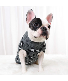 PASRLD Dog Sweater Leopard Pattern Dog Turtleneck SweatersKnitwear Warm Pet Sweater for Fall Winter (M, Gray)