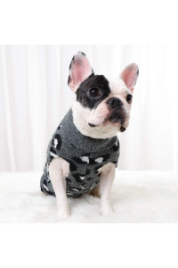 Pasrld Dog Sweater Leopard Pattern Dog Turtleneck Sweatersknitwear Warm Pet Sweater For Fall Winter (L, Gray)