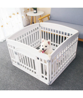 Pet Playpen Foldable Gate For Dogs Heavy Plastic Puppy Exercise Pen With Door Portable Indoor Outdoor Small Pets Fence Puppies Folding Cage 4 Panels Medium Animals House Supplies (335X335 Inches)