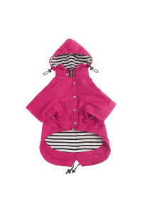 Morezi Dog Zip Up Dog Raincoat With Reflective Buttons, Rainwater Resistant, Adjustable Drawstring, Removable Hood, Stylish Premium Dog Raincoats - Size Xs To Xxl Available - Pink - Xl