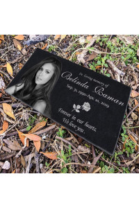 ODB 12x6 inches Personalized Human Memorial Stones, Black Granite Memorial Garden Stone, Gifts for Someone Who Lost a Loved One, or Pet, Dog, Cat(12x6inches (30x15cm))