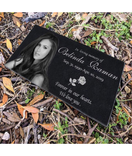 ODB 12x6 inches Personalized Human Memorial Stones, Black Granite Memorial Garden Stone, Gifts for Someone Who Lost a Loved One, or Pet, Dog, Cat(12x6inches (30x15cm))