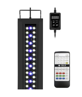 Nicrew Rgb+W 247 Led Aquarium Light With Remote Controller, Full Spectrum Fish Tank Light For Planted Freshwater Tanks, Planted Aquarium Light With Extendable Brackets To 18-24 Inches, 17 Watts