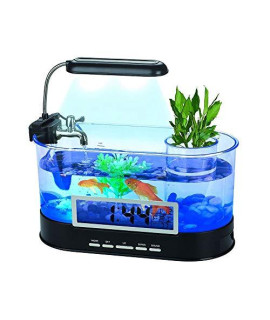 Twdyc Mini Aquarium Fish Tank Usb Aquarium With Led Lamp Light Lcd Display Screen And Clock Fish Tank Aquarium