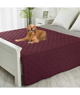 SPXTEX Pet Blanket Pee Urine Proof Dog Blanket for Couch Sofa BedSoft Reversible Furniture Protector CoverLiquid Resistance Blanket for Large Dogs Cats Kids Children 1 Piece 52"x82" Burgundy+Pink