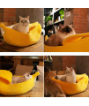 SEIS Winter Cat Banana Bed Dog House Warm Boat Pet Sleep Nest Cotton Cushion Coral Fleece Dog Pad Cat Mat (XL)