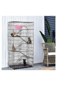Erwazi Cat Cage Cat Houses for Indoor Cats, Cat Crate Pet Crate Cat Playpen Cat Home Ferret Cage Kitten, Luxury 3/4/6-Tier Portable Fold Cat Cages