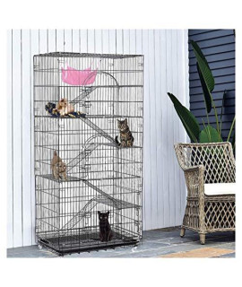 Erwazi Cat Cage Cat Houses for Indoor Cats, Cat Crate Pet Crate Cat Playpen Cat Home Ferret Cage Kitten, Luxury 3/4/6-Tier Portable Fold Cat Cages