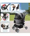 Folding Stroller for Dogs and Cats, Pet Transport Trolley, Four Rounds pet Travel Stroller - Foldable with one Hand (Red)