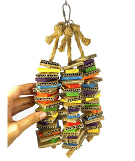 Birds LOVE chew-Tastic Triple Tower Bird cage Toy Shredded Fun Small Bird Toy for green cheek conures Sun conures caiques Senegals Quakers and Similar Small Sized Parrots