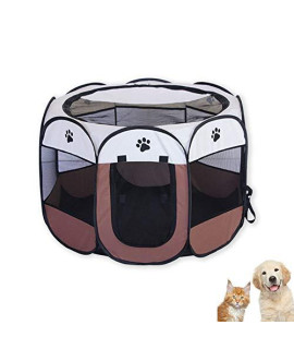 Tylu Portable Foldable Pet Playpen and Carrying Case Collapsible Travel with Water Resistant and Removable Shade Cover for Dog/Cat/Rabbit