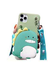 Sgvahy Coin Purse Case Compatible With Iphone 11 Pro, Cute Dinosaur Design With Zipper Back Cover Soft Silicone Shockproof Protective Case Long Strap Ropea] (Dinosaur, Iphone 11 Pro)