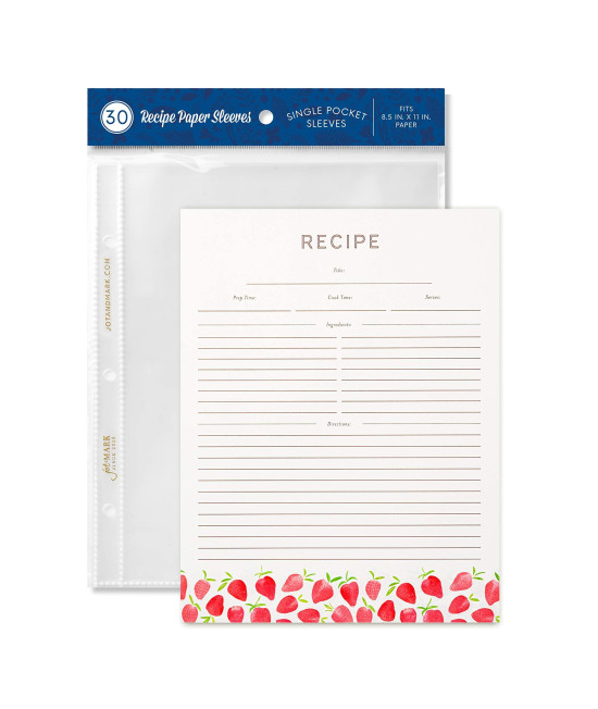 Recipe Binder Protective Sleeves And Printed Paper 85 X 11 Expansion Pack (Strawberry Wilds)