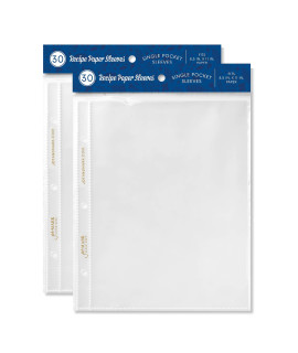 Jot Mark Binder Page Protectors for 4x6 Recipe cards or Photos (50 count) crystal clear Plastic Archival Sleeves fit 3 Ring Binders (85 x 11, 1 Pocket)
