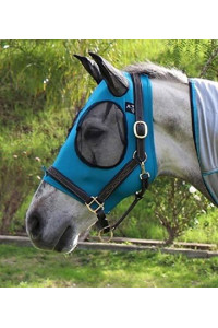 Showman Professionals Choice Comfort Fit Stretch Material Fly Mask Pacific Blue (Horse)