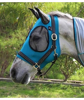 Showman Professionals Choice Comfort Fit Stretch Material Fly Mask Pacific Blue (Horse)