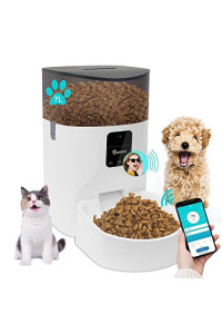 OUHOUG 7L Automatic Cat Feeder,Wi-Fi Enabled Smart Pet Feeder for Cats and Dogs,Programmable Portion Control 1-20 Meals per Day,Voice Recorder