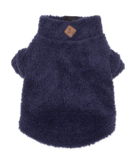 The Worthy Dog Solid Fleece Quarter Zip Pullover, Warm Pullover Fleece Dog Sweater, Winter Dog Clothes - XS, Navy Blue