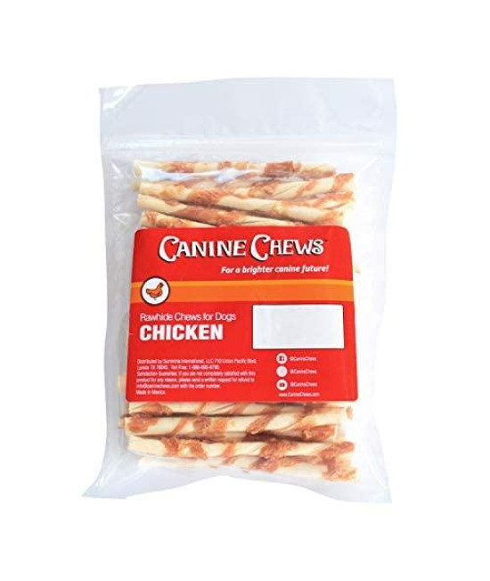 canine chews 5 chicken Wrapped Rawhide Twist Stick chew Toys Dog Treats for Small Dogs and Puppies (45 Pack)