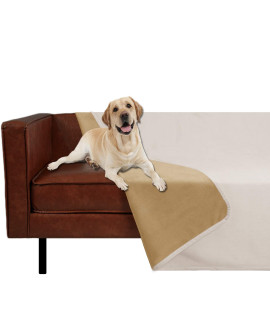 Ameritex Pet Bed Blanket Reversible 100% Waterproof Velvet Super Soft For Sofa And Bed (40X60 Inches, Cream+Sand)