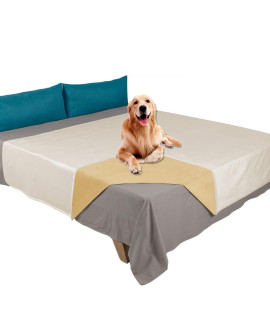 Ameritex Pet Bed Blanket Reversible 100% Waterproof Velvet Super Soft For Sofa And Bed (82X82 Inches, Cream+Sand)