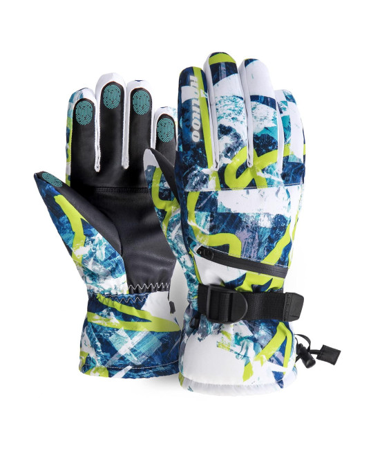 Ski gloves, Waterproof Snow gloves -30 Winter gloves for cold Weather Touchscreen Snowboard gloves Warm for Men Women (Blue, Medium)