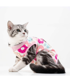 TORJOY cat Professional Surgical Recovery Suit,E-collar Alternative for cats Dogs,After Surgery Wear, Pajama Suit,Home Indoor Pets clothing Doughnut S