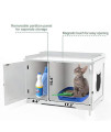 Indoor Cat Washroom Bench, Litter Box Enclosure with Storage Rack & Removable Panel, 2 Directions Entrance Easy Assembly, Decorative Cat Furniture Hidden Cabinet (White)