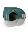 Omega Paw VM-RA15-1-PR Premium Roll 'N Clean Self Cleaning Litter Box with Integrated Litter Step and Unique Sifting Grill, Regular, Forest Green