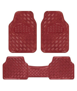 BDK Red All Weather Heavy Duty car Floor Mats Interior Liners for Auto Van Truck SUV, Heavy Duty All Weather Protection, Fits Front Rear