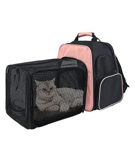 Mumupet Pet Carrier Backpack Airline Approved Cat Backpack Carrier With Safety Strap And Zipper Buckle Expandable With Breathable Mesh For Rabbits Puppies Hold Up To 20 Lbs