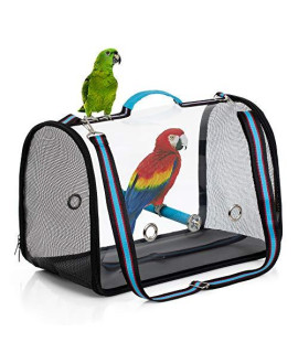 Moloni Bird Carrier with 6-Pieces Pee Pads and Feeding Cup?Breathable & Lightweight & Portable Pets Parrot Birds Travel Cage