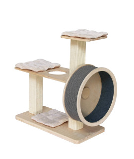Penn-Plax Spin Kitty Cat Tree with Built-in Wheel - for All Things Running, Spinning, Scratching, Climbing, and Napping - 2 Tiers with 20