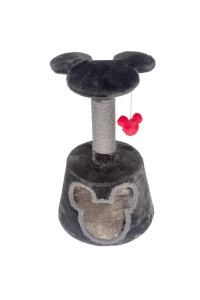 Penn-Plax Disney Cat Tree with Cubby, Sisal Rope Scratching Post, Mickey Mouse Platform, and Swatting Toy - Dark Grey and Red