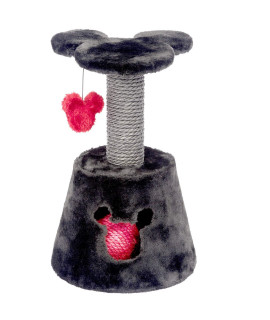 Penn-Plax Disney Kitten Activity Center with Sisal Rope Scratching Post, Rope Ball, Swatting Toy, and Mickey Mouse Platform - Dark Gray and Red