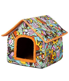 Interesty Cat House Outdoor Heated Kitty House Foldable Pet House Cat Shelter Inches Thickened Cat Nest Tent