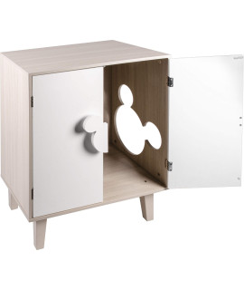 Penn-Plax Disney Cat Cabinet - Contemporary Pet Furniture with Multifunctional Use - Great for a Catnap or for Hiding Kitty Litter Messes - White & Gray