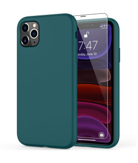 Deenakin Iphone 11 Pro Max Case With Screen Protector,Soft Flexible Silicone Gel Rubber Bumper Cover,Slim Fit Shockproof Protective Phone Case For Iphone 11 Pro Max 65 Pine Green