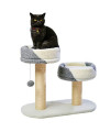 LUCKITTY 2 Tier Cat Tree Platforms with Scratching Posts, Sherpa Perch Style Bed,and Hanging Ball Toy for Small Medium Cats and Kittens,Kitty Activity Center Cat Tower Furniture