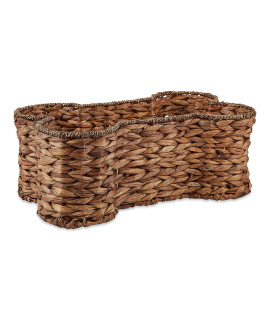 Bone Dry Pet Storage Collection Bone Shape Hyacinth Toy Basket, Dark Brown, Small