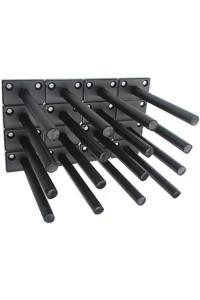 16 Pcs 5 Black Solid Steel Floating Shelf Bracket Blind Shelf Supports - Hidden Brackets for Floating Wood Shelves - concealed Blind Shelf Support - Screws and Wall Plugs Included