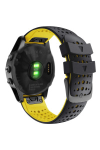 Abanen For Fenix 5Fenix 6 Quick Release Fit Watch Bands, 22Mm Soft Sport Skin-Friendly Waterproof Wristband Strap For Garmin Fenix 55 Plus,Fenix 6 Prosapphire,Instinct,Approach S62 (Black-Yellow)