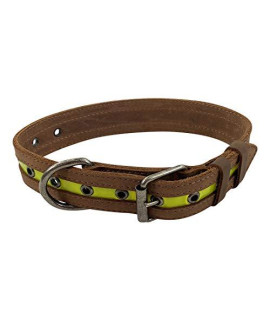 Taco Dog, Rustic Reflective Dog Collar Handmade from Full Grain Leather - for Small, Medium, Large Dogs, Puppy, Walking, Training - Heavy Duty Hardware, 10 Adjustable Holes - Bourbon Brown