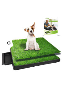 TUOKEOGO Dog Grass Pad with Tray, Puppy Potty Training Grass, Indoor Dog Potty with Training Guide-Medium Small Dog-25"x20"