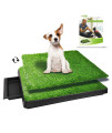 TUOKEOGO Dog Grass Pad with Tray, Puppy Potty Training Grass, Indoor Dog Potty with Training Guide-Medium Small Dog-25"x20"