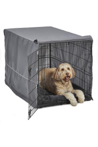 New World Double Door Dog Crate Kit | Dog Crate Kit Includes One Two-Door Dog Crate, Matching Gray Dog Bed & Gray Dog Crate Cover, 48-Inch Kit Ideal for X-Large Dog Breeds