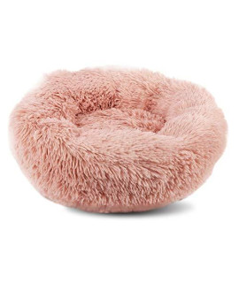 BIGTREE Long Plush Comfy Calming & Self-Warming Bed for Dog & Cat, Anti Anxiety, Furry, Soothing, Fluffy, Washable Ped Bed Pink - Medieum 27.5"