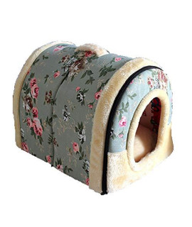 Obundi Floral Print Cave Shape Large Pet House Beds for Cats and Small Dogs-Waterproof and Skid-Free Base 24 * 18 * 18 Inches