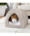 Bedsure Cat Beds for Indoor Cats - Medium Cat House Cat Tent Cat Cave with Removable Washable Cushioned Pillow, Kitten Beds Cat Hut, Dark Beige, 19 inches